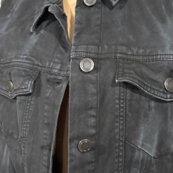 Free People Oversized Washed Black Denim Trucker Jacket Women's - Picture 2 of 6